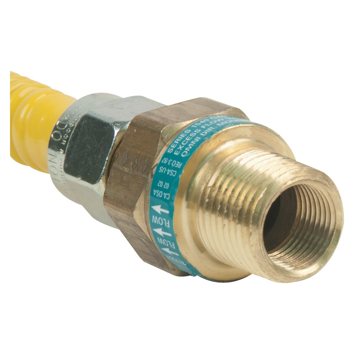 BrassCraft Safety+ Gas Connector, 1/2-In MIP EFV x 1/2-In MIP x 48-In