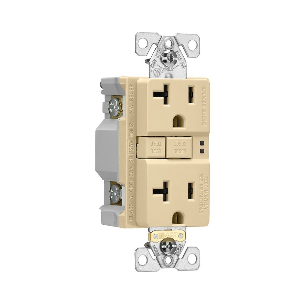 Eaton TRSGF20V GFCI Tamper Resistant Self-Test Electrical Receptacle, #14 - #10 AWG, 20-A, 125-V