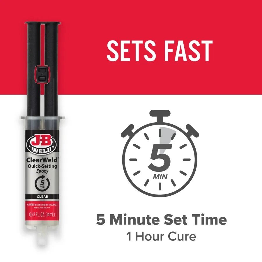 J-B Weld ClearWeld Syringe Quick Setting Epoxy, 14-ml