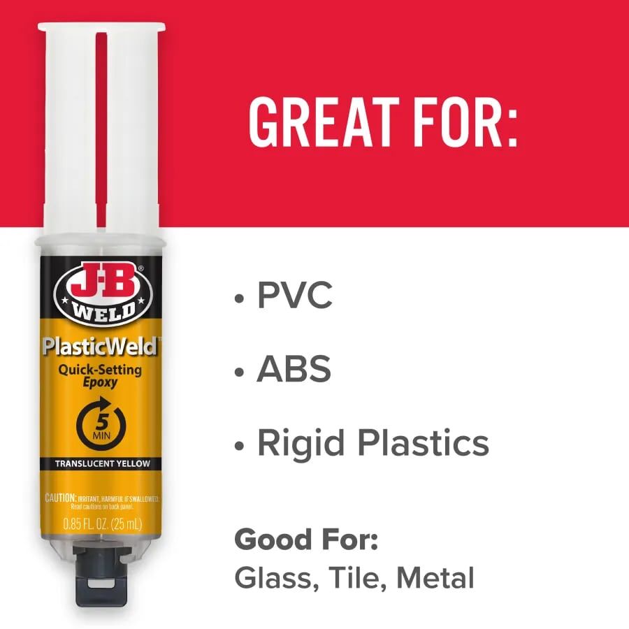J-B Weld PlasticWeld Quick Setting Epoxy Syringe, 25-mL