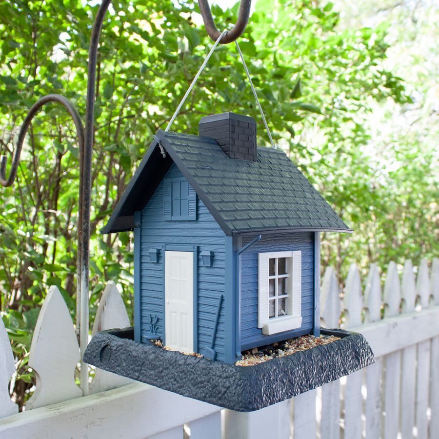 North States Village Collection Blue Cottage Birdfeeder