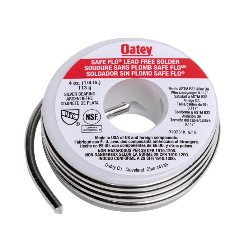 Oatey Safe-Flo Lead Free Plumbing Wire Solder, 4-Oz