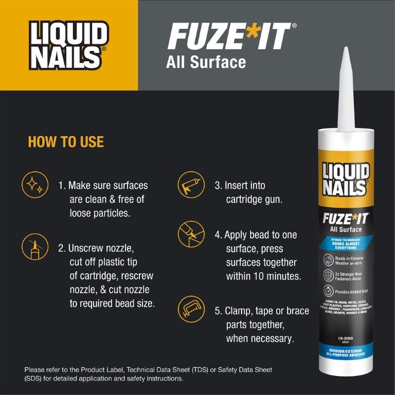 Liquid Nails Fuze*It All Surface Interior & Exterior Adhesive, 9-Oz