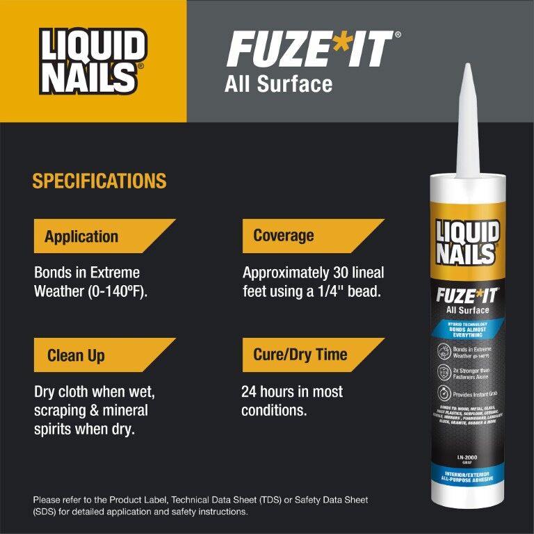 Liquid Nails Fuze*It All Surface Interior & Exterior Adhesive, 9-Oz