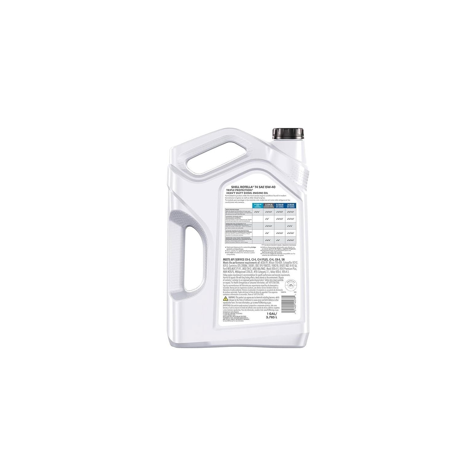 Shell Rotella T4 Triple Protection 15W-40 Diesel Motor Oil 1 Gallon Shell Rotella T4 Triple Protection 15W-40 Diesel Motor Oil 1 Gallon
