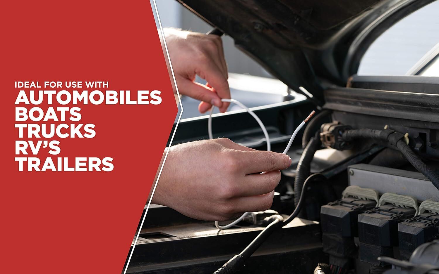 Road Power White 12-Gauge Automotive Copper Wire, 11-Ft