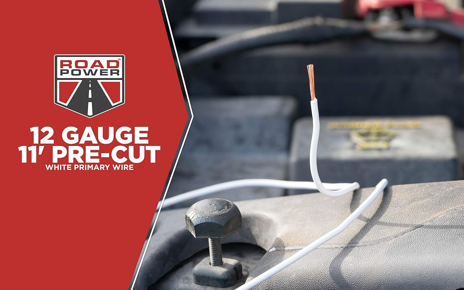 Road Power White 12-Gauge Automotive Copper Wire, 11-Ft