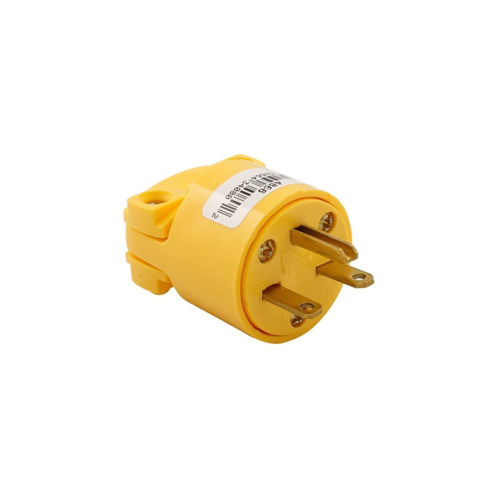 Eaton Yellow 6-15P Straight Blade Plug , 18-12 Gauge, 15-A, 250-V