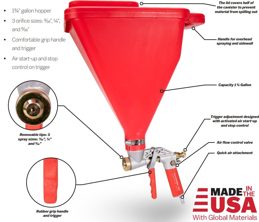 Marshalltown Texture-Pro 200 Hopper Gun, 1.75-Gal