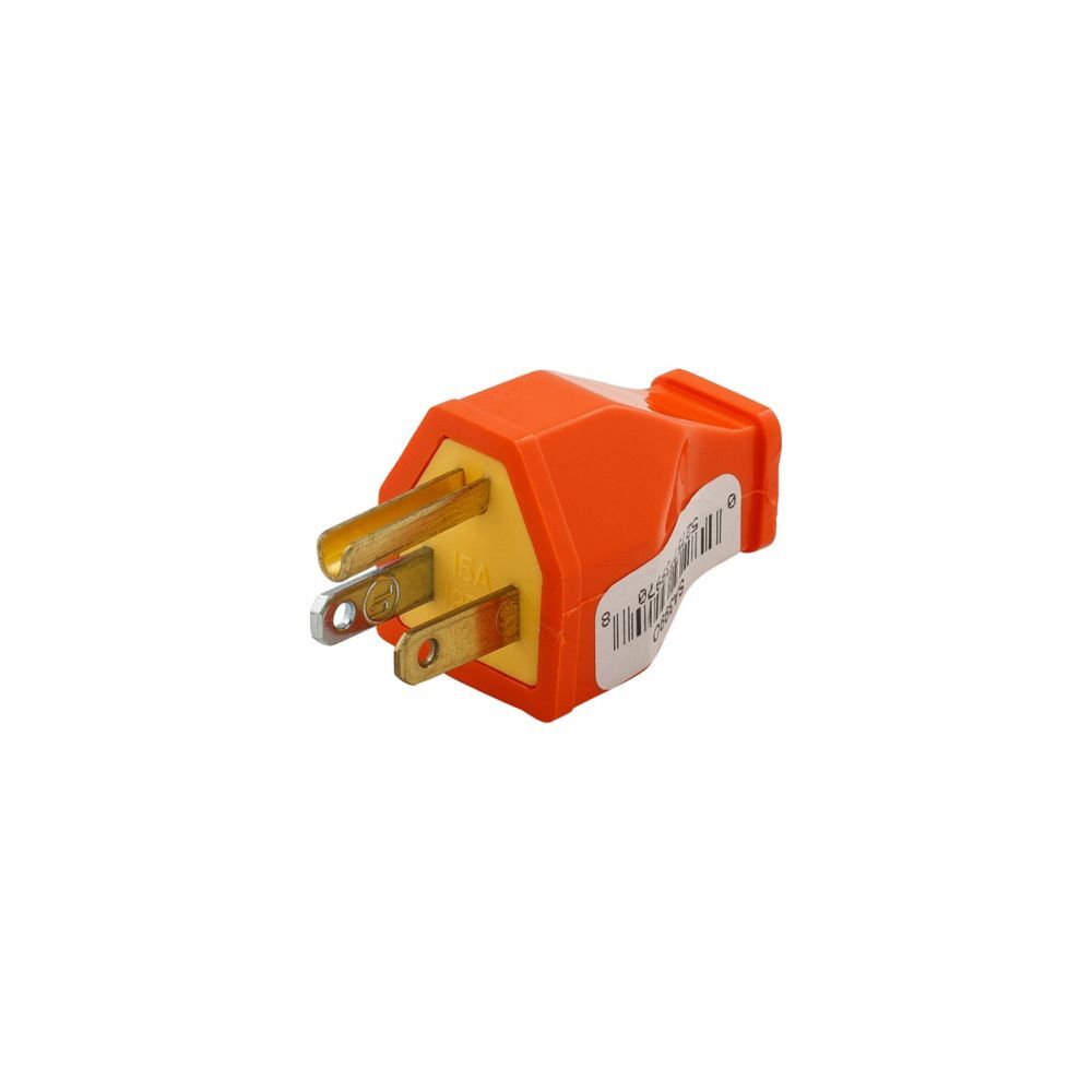 Eaton SA399O Orange Straight Blade Plug #14 AWG, 15-A, 125-V