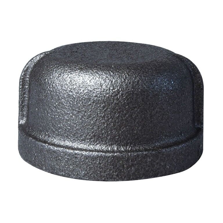 ProSource Black Malleable Iron Pipe Cap, 1 1/2-In