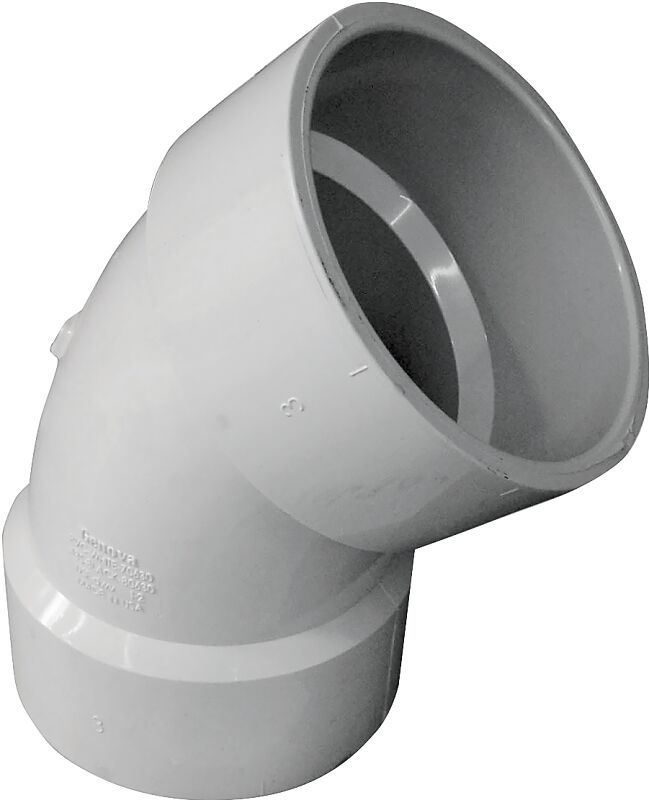 Canplas PVC 45° Sanitary Pipe Elbow, 3-In Hub x 3-In Hub