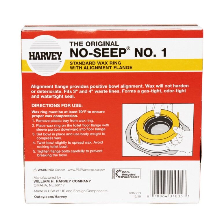 Harvey No-Seep No. 1 Wax Toilet Gasket