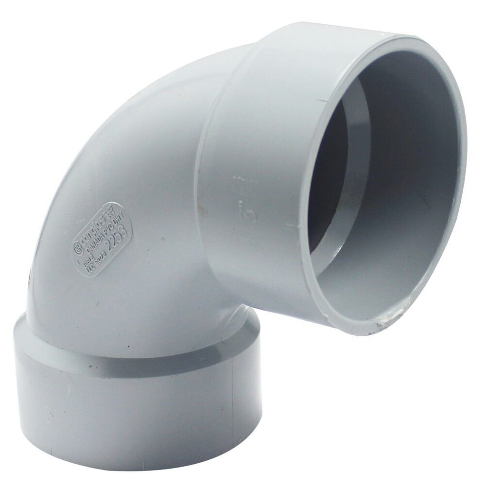 Canplas PVC DWV 90° Turn Long Elbow, Hub x Hub, 3-In