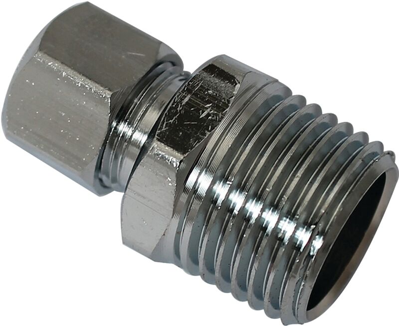 Plumb Pak Chrome Brass Straight Adapter, 1/2-In MIP x 3/8-In Comp