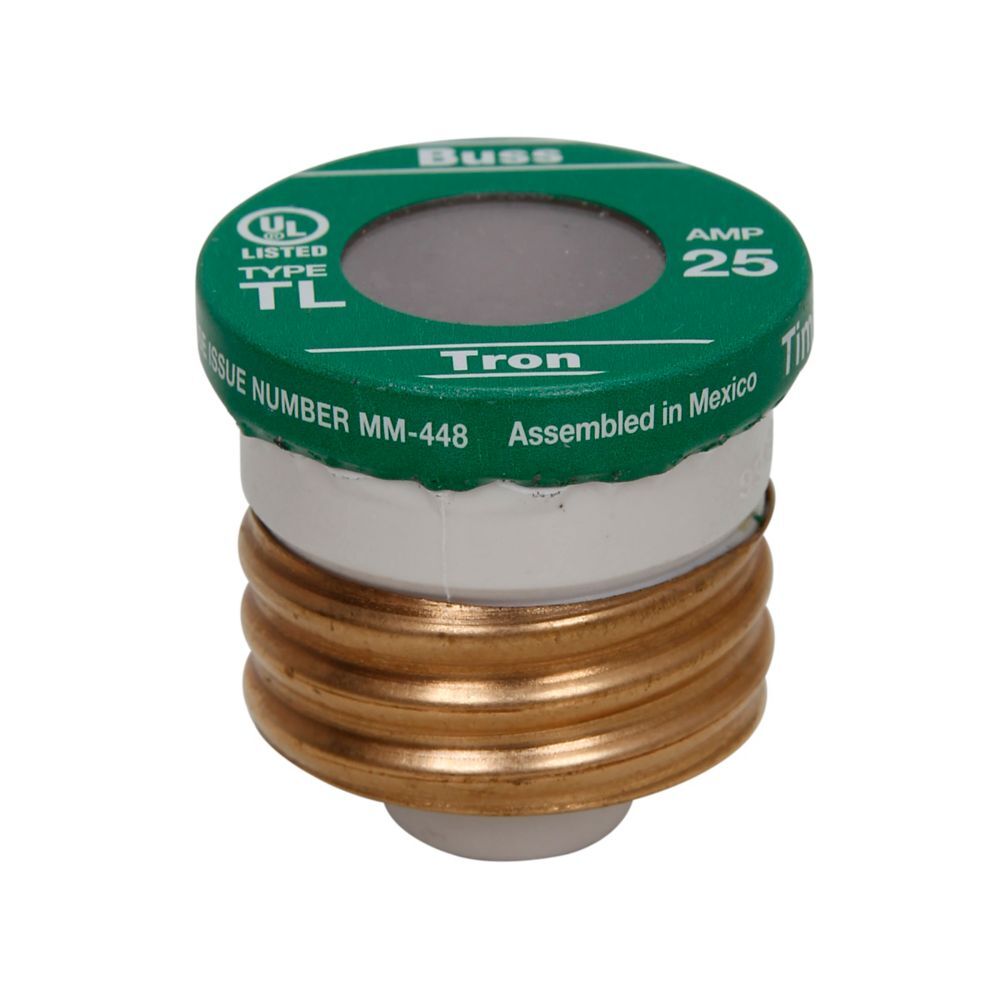 Bussmann BP/TL-25 Type TL Plug Fuse, 25-A, 125-V AC, 3-Pk