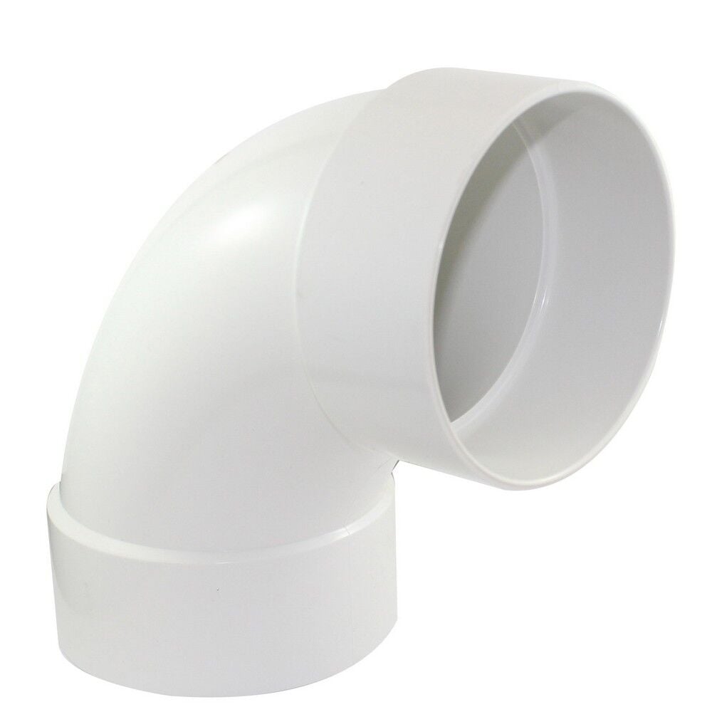 Canplas White Sewer PVC Long Turn 90° Sweep Elbow, 4-In Hub