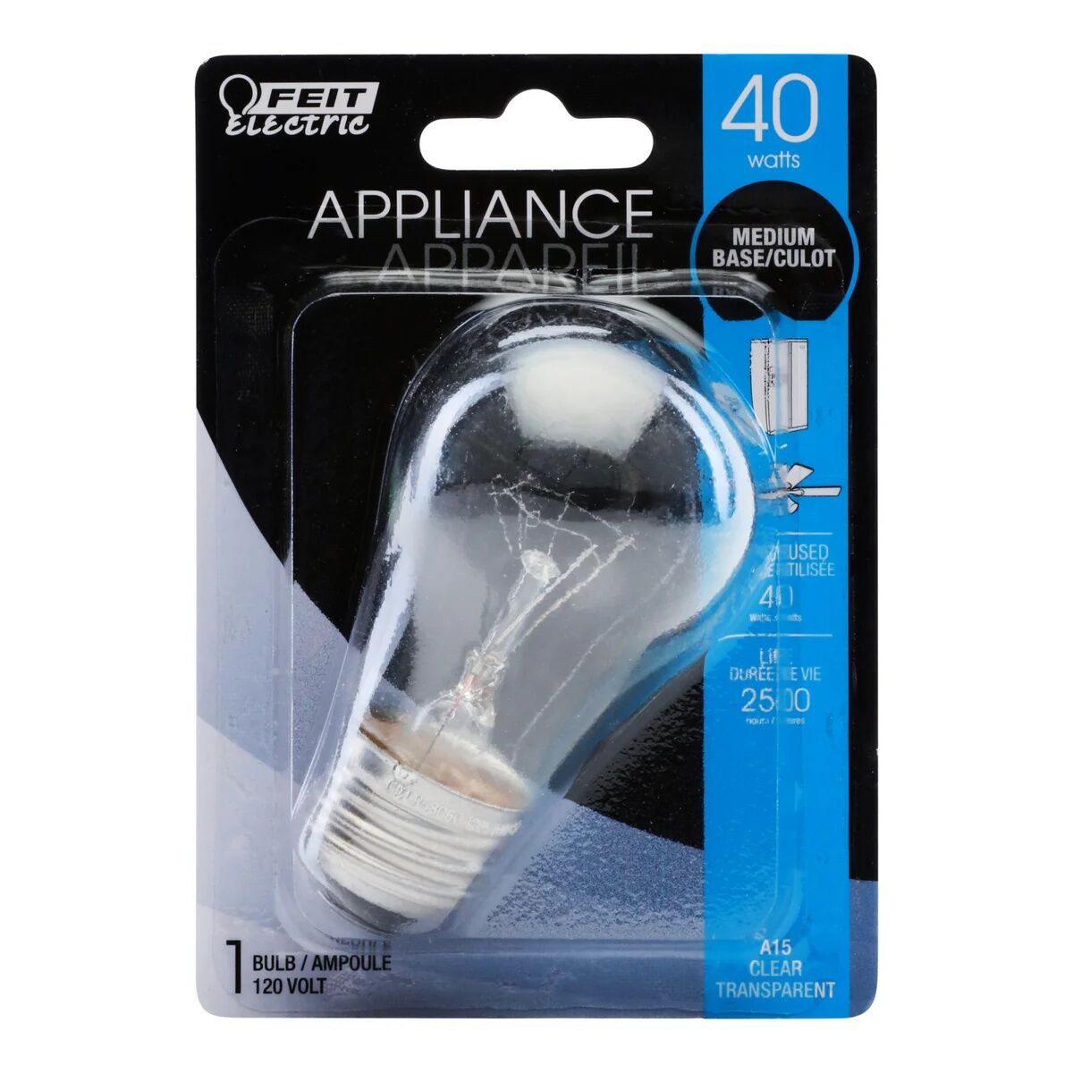 Feit Electric Soft White E26 A15 Dimmable Incandescent Light Bulb, 40-W