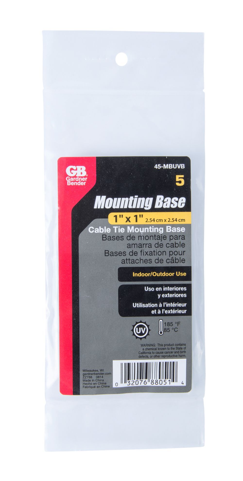 Gardner Bender Black Mounting Base, 1-In x 1-In, 5-Pk