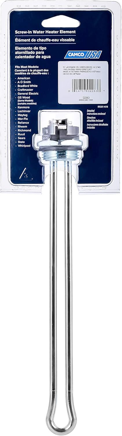 Camco Screw-In 3000 Watt High Watt Density Water Heater Element, 240-V