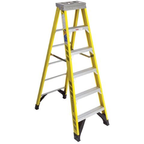 Werner 7306 Fiberglass Step Ladder, Type IAA, Load Capacity 375-Lb, 6-Ft