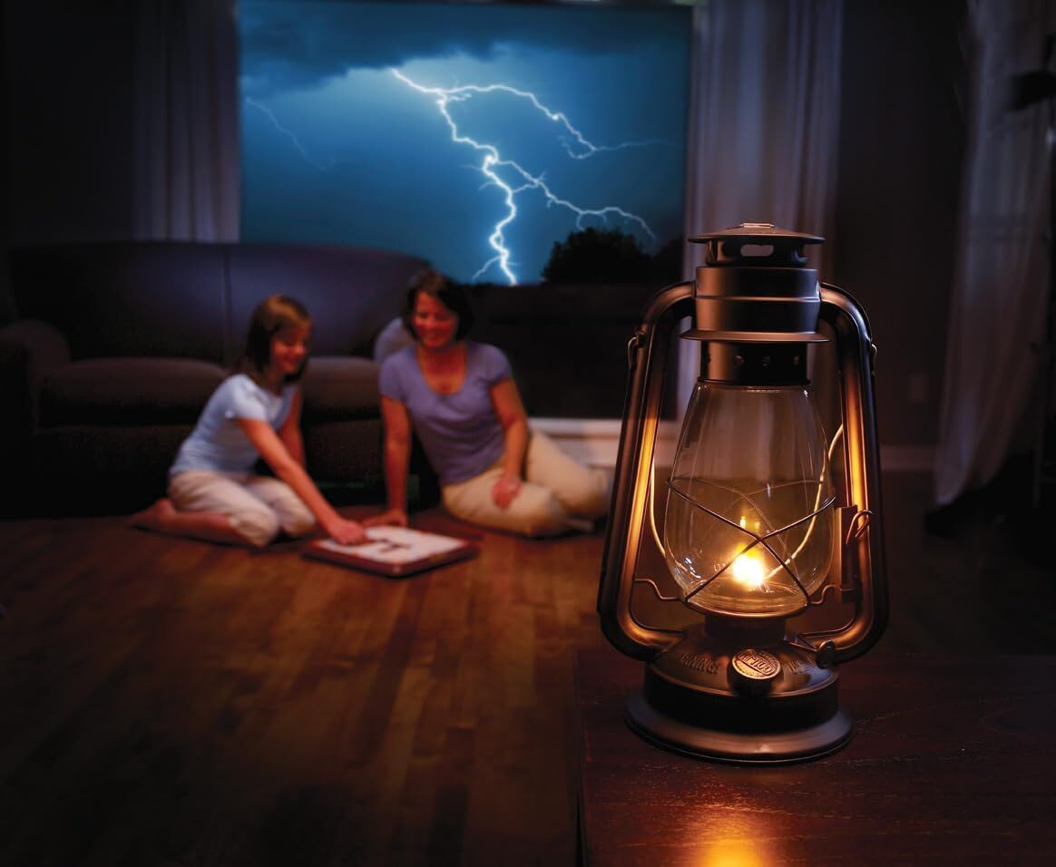 Lamplight Large Black Paraffin Oil Hurricane Lamp, 9-In