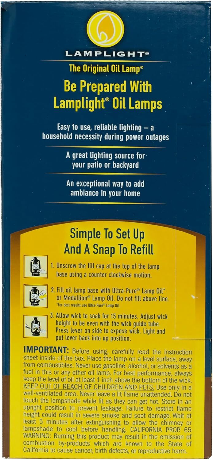 Lamplight Large Black Paraffin Oil Hurricane Lamp, 9-In