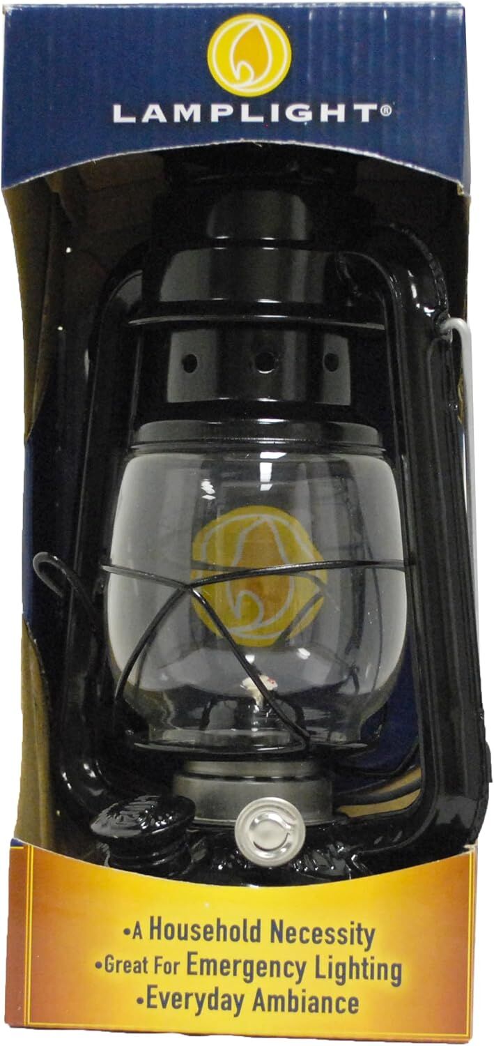 Lamplight Large Black Paraffin Oil Hurricane Lamp, 9-In