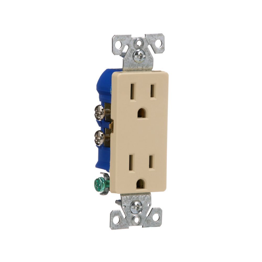 Eaton Ivory NEMA 5-15R Duplex Receptacle 14-10 Gauge, 15-A, 125-V
