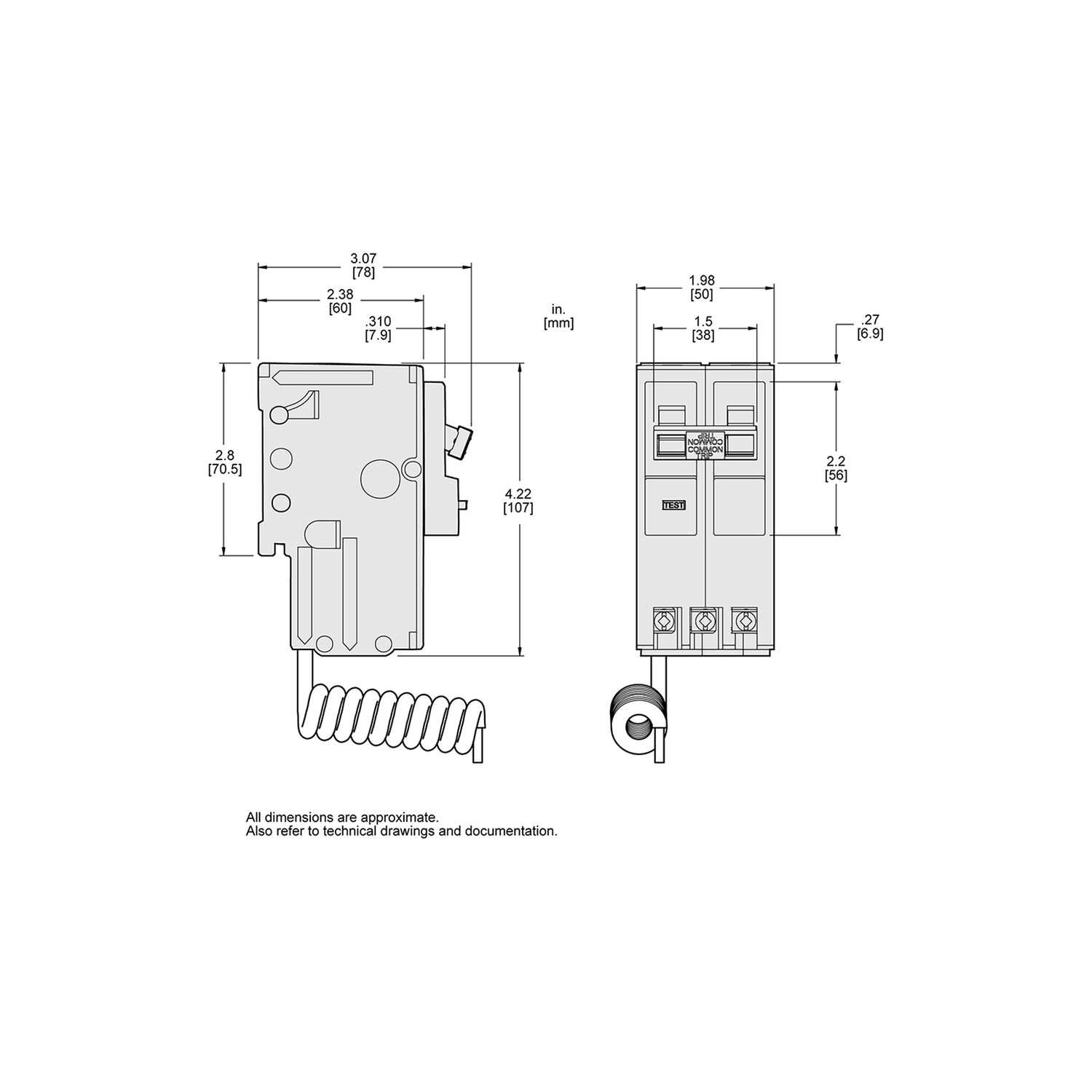 Square D Homeline Ground Fault Protecting A6mA 2-Pole Mini Circuit Breaker, 50-A, 120-V/240-V AC