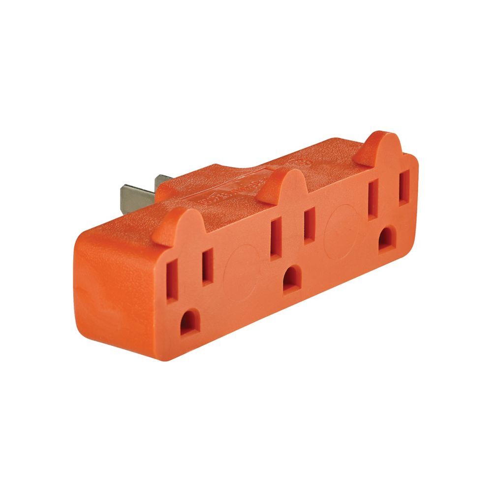 Eaton Orange Polarized NEMA 5-15R 3-Outlet Cube Tap, 15-A, 125-V