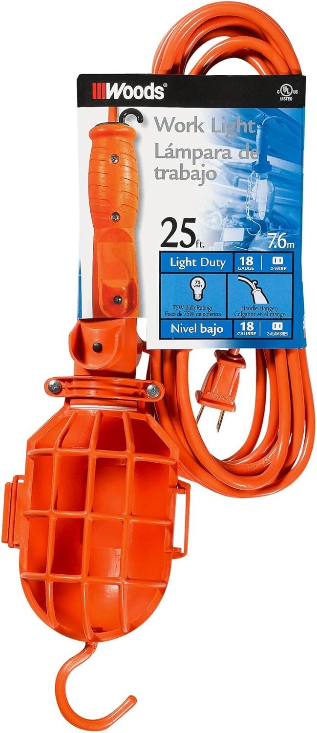 Woods Orange Corded Trouble Light With Plastic Guard, 75-Watt