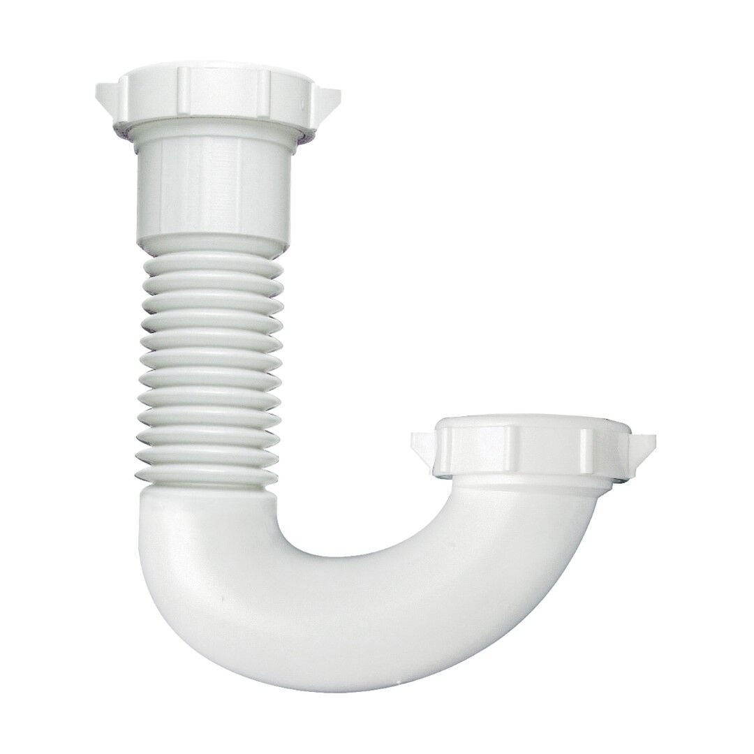 Plumb Pak White Plastic J-Bend With 1 1/4-In Reducing Washer, 1 1/2-In