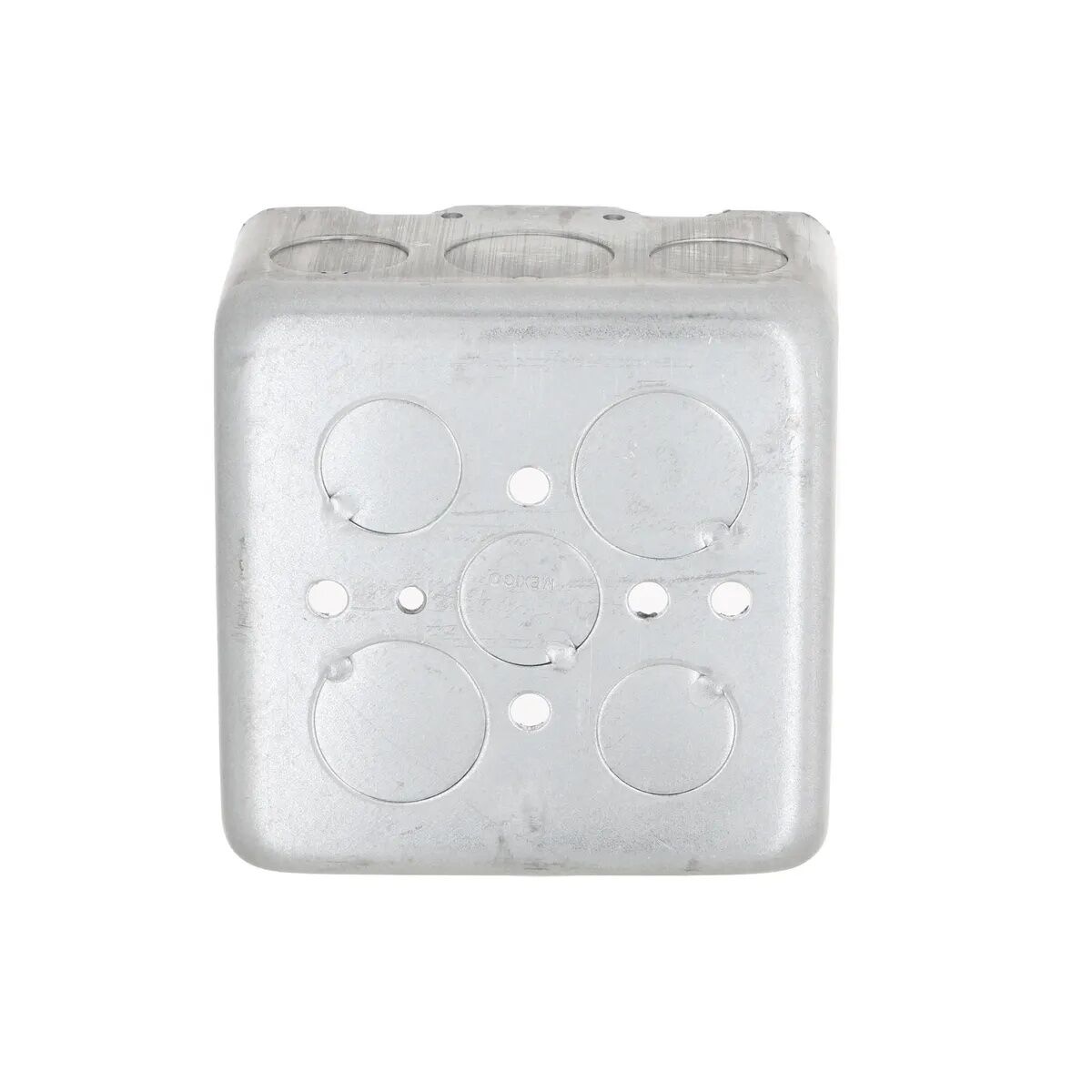 Raco 4-In Square Box, 2-Device Switch Box, Drawn, 2-1/8 In Deep, Eleven 1/2-In & Six 3/4-In KO's
