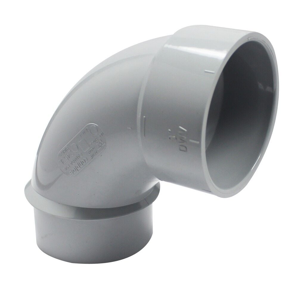 Canplas PVC  Long Turn 90° Street Elbow, 3-In Spigot x 3-In Hub