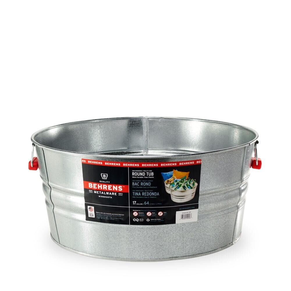 Behrens Wash Tub, Galvanized Sheet Steel, Round - 17 gal