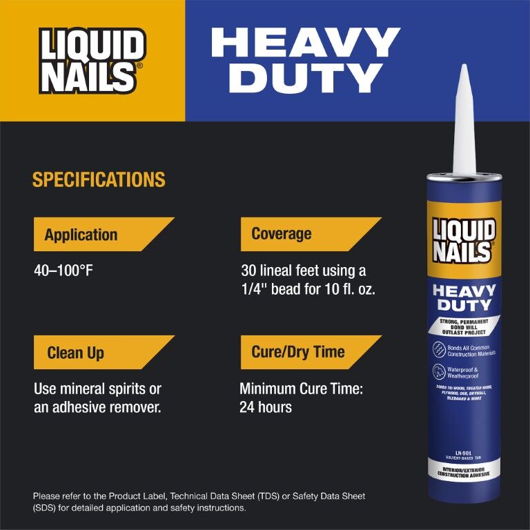 Liquid Nails Heavy Duty Interior & Exterior Constructions Adhesive, 28-Oz