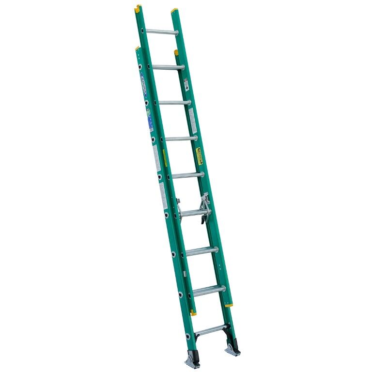 Werner D5916-2 Fiberglass D-Rung Extension Ladder, Type II, Load Capacity 225-Lb, 16-Ft