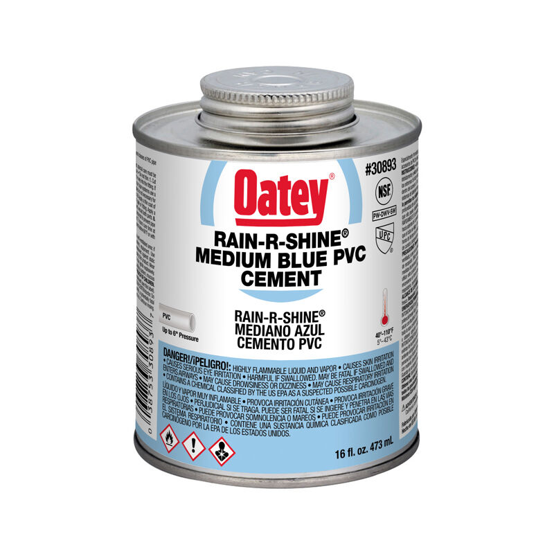 Oatey Rain-R-Shine Medium Blue PVC Cement, 16-Oz