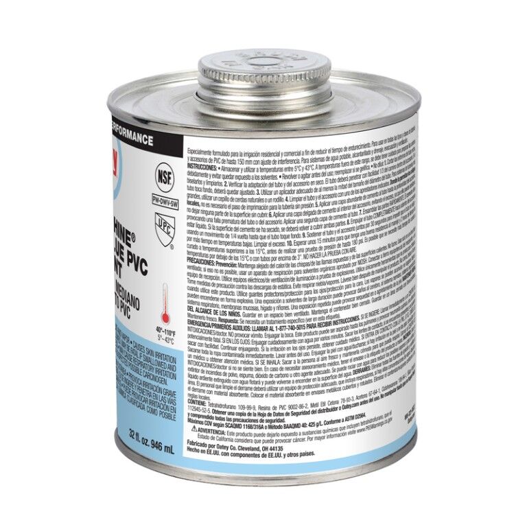 Oatey Rain-R-Shine Medium Blue PVC Cement, 32-Oz