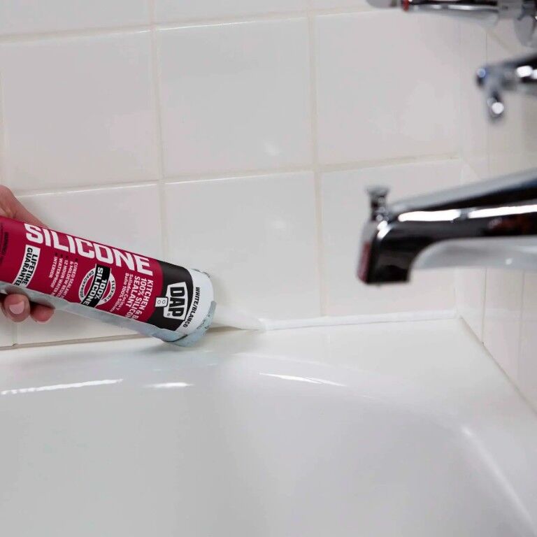 DAP 100% Silicone Rubber Clear Kitchen, Bath, & Plumbing Sealant, 9.8-Oz