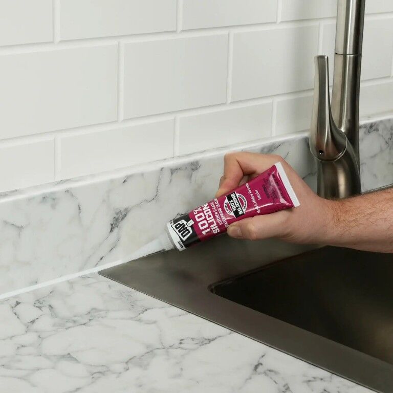 DAP 100% Silicone Rubber Clear Kitchen, Bath, & Plumbing Sealant, 9.8-Oz