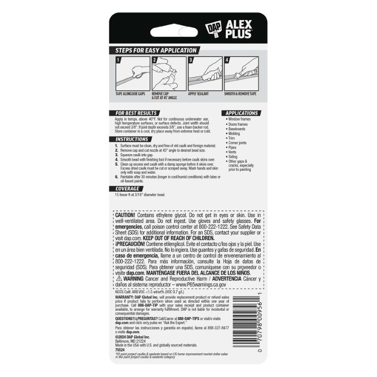 DAP Alex Plus All-Purpose Caulk, 5.5-Oz