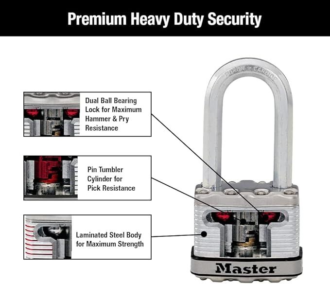 Master Lock Silver Heavy Duty Outdoor 2-In Padlock with Key, 3-Pk