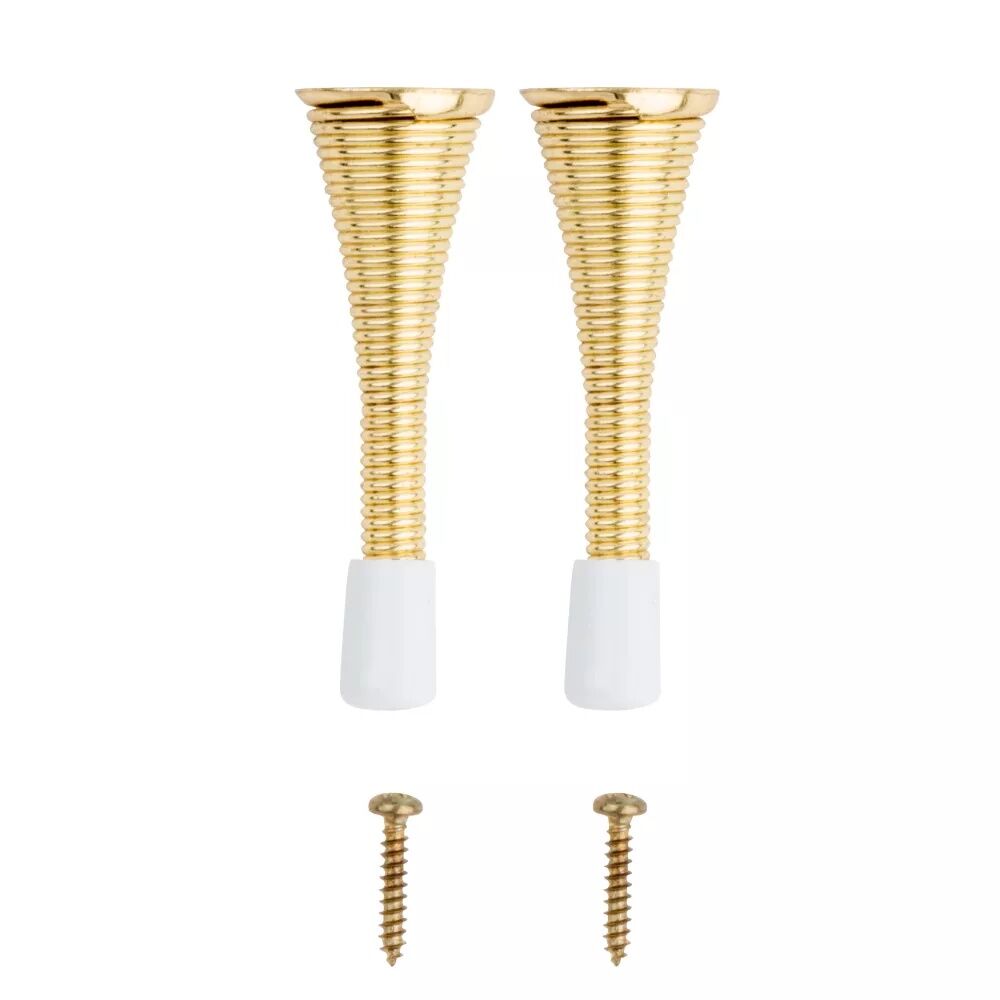 National Hardware Brass Spring Door Stop, 3-In, 2-Pk