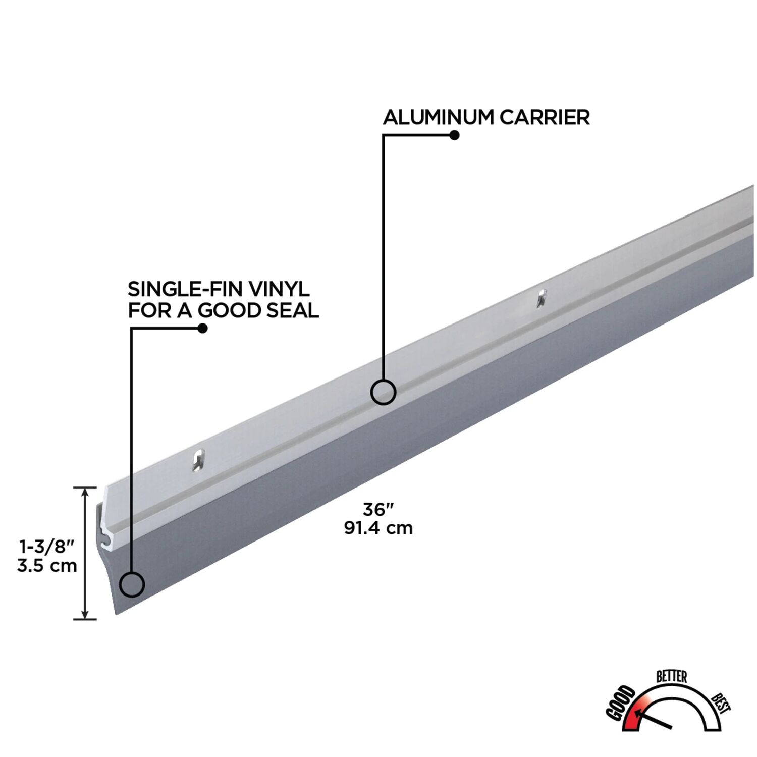 M-D Building Products Silver Aluminum And Vinyl Standard Screw-On Door Sweep, 36-In