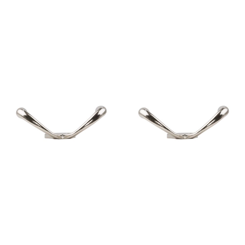 National Hardware Satin Nickel Double Clothes Hook, 2-Pk