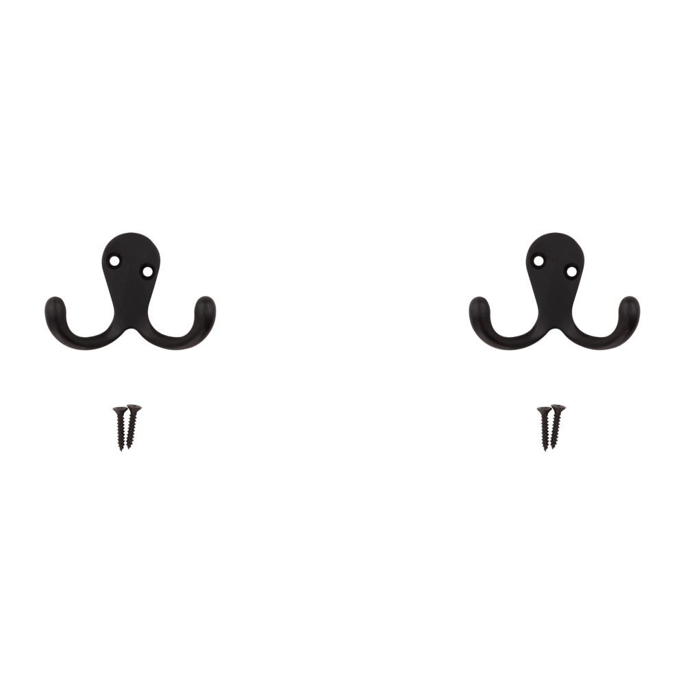 National Hardware Oil Rubbed Bronze Double Clothes Hook, 2-Pk