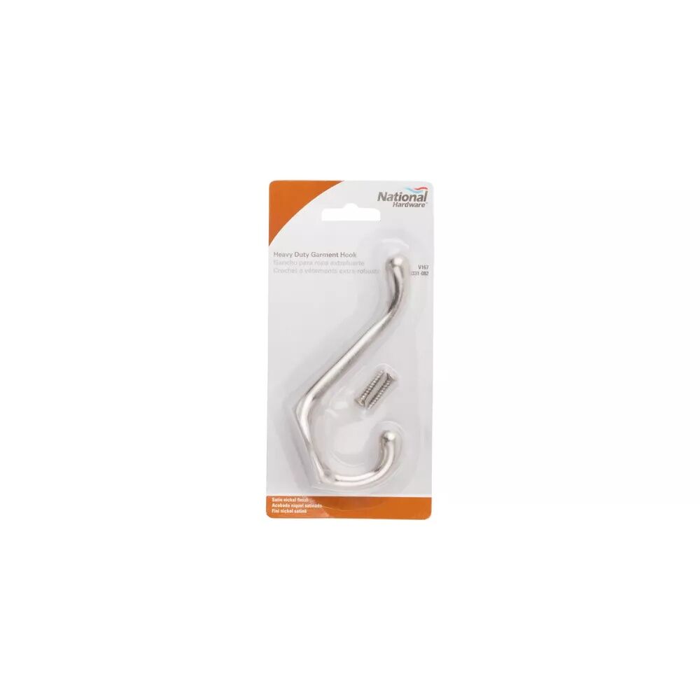 National Hardware Satin Nickel Heavy Duty Garment Hook