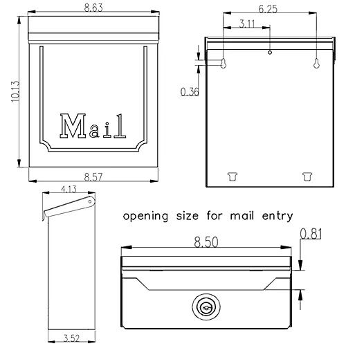 Gibraltar Black Townhouse Locking Wall Mount Mailbox, 10 1/10-In x 8 3/5-In x 4 1/10-In